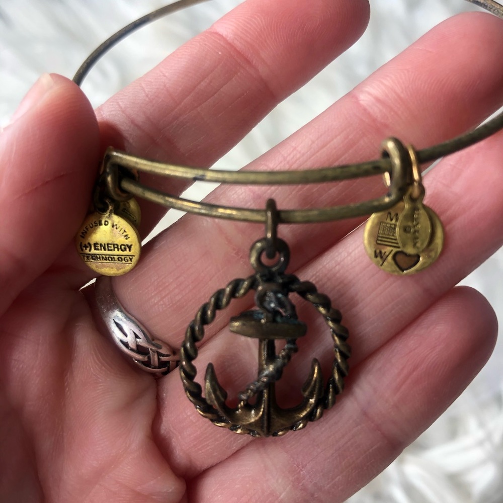 Alex and Ani gold anchor bracelet with bag - Picture 2 of 4